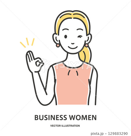 OKサインを出す若い女性 129883290