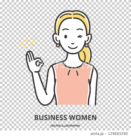 OKサインを出す若い女性 129883290