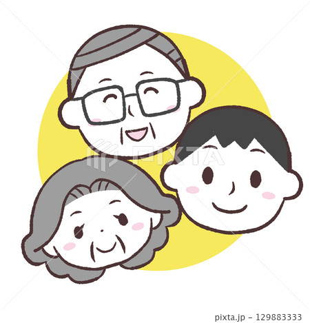 笑顔で寄り添うシニア夫婦と男性のイラスト 笑顔で寄り添うシニア夫婦と男性のイラスト 129883333