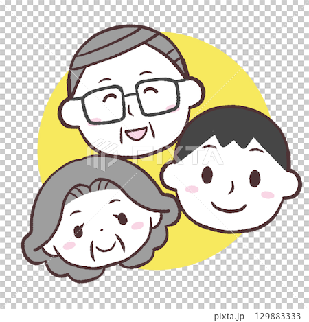 笑顔で寄り添うシニア夫婦と男性のイラスト 笑顔で寄り添うシニア夫婦と男性のイラスト 129883333