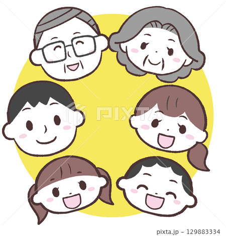 笑顔の家族の顔のイラスト 笑顔の家族の顔のイラスト 129883334