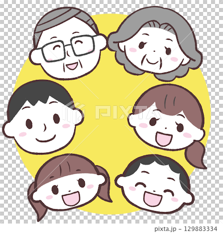 笑顔の家族の顔のイラスト 笑顔の家族の顔のイラスト 129883334