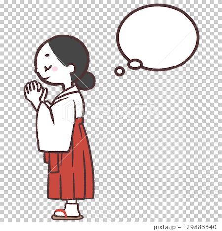 巫女提出請求的全身側面插畫 129883340