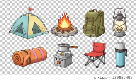 Family lifestyle. item Camping. Cartoon illustration design. Family lifestyle. item Camping. Cartoon illustration design. 129883495