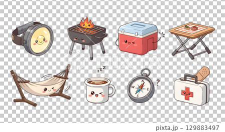 Family lifestyle. item Camping. Cartoon illustration design. Family lifestyle. item Camping. Cartoon illustration design. 129883497