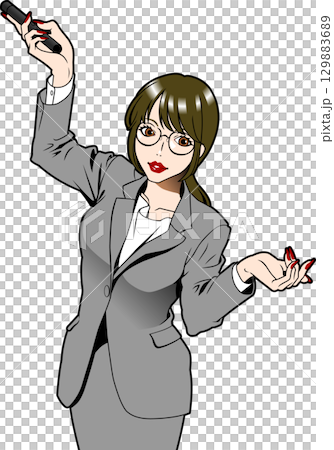 レーザーポインターを使ってプレゼンする女性 129883689