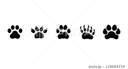 Different footprints of big cats. Leopard illustration set Different footprints of big cats. Leopard illustration set 129884154