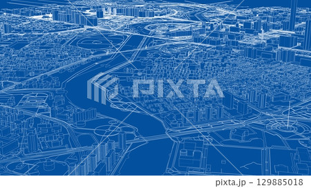 Intricate Urban Blueprint 129885018