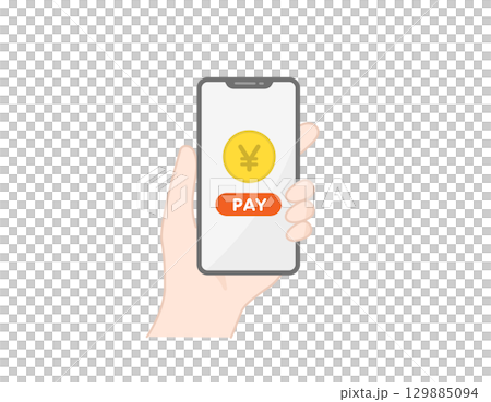 Vector icon of electronic payment using a smartphone in hand (cashless society) Vector icon of electronic payment using a smartphone in hand (cashless society) 129885094