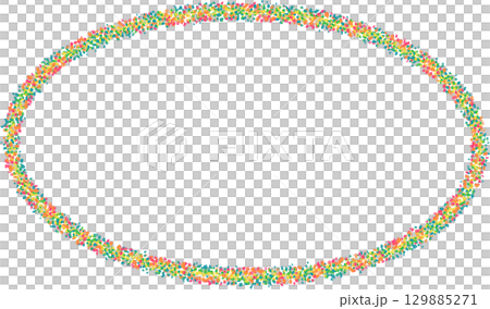 修拉點彩畫風格的彩色橢圓形畫框 129885271