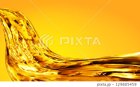 Golden oil liquid background. Golden wave on yellow background. For projects with oil, honey, beer, Golden oil liquid background. Golden wave on yellow background. For projects with oil, honey, beer, 129885459