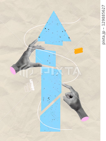 Hands reaching for success creative workspace digital art minimalist design unique perspective growth concept 129885627
