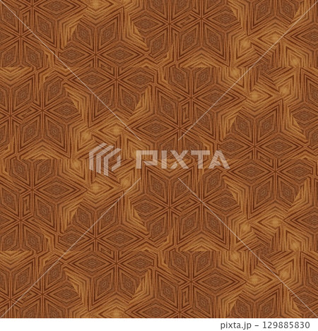 Luxurious handmade art carved on expensive wooden board. Engraved craft design for border, frame, flooring, wallcovering, furniture decoration, tiles, wrapping paper printing 129885830