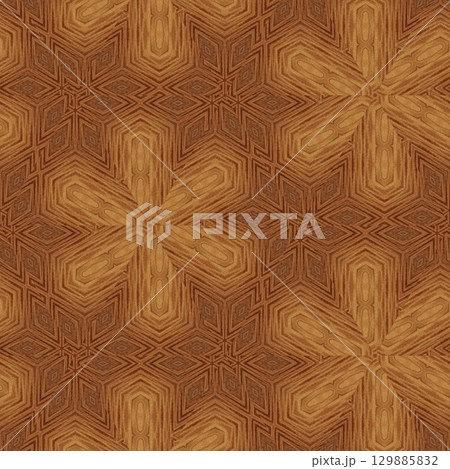 Luxurious handmade art carved on expensive wooden board. Engraved craft design for border, frame, flooring, wallcovering, furniture decoration, tiles, wrapping paper printing 129885832