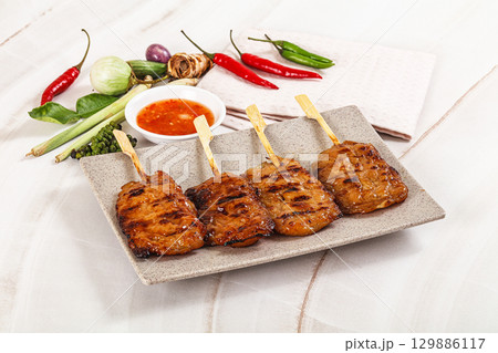 Thai Street foof pork satay Thai Street foof pork satay 129886117
