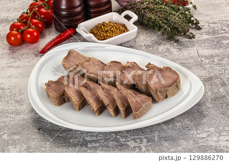 Sliced boiled pork tongue snack 129886270
