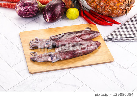 Raw fresh squid for cooking 129886384