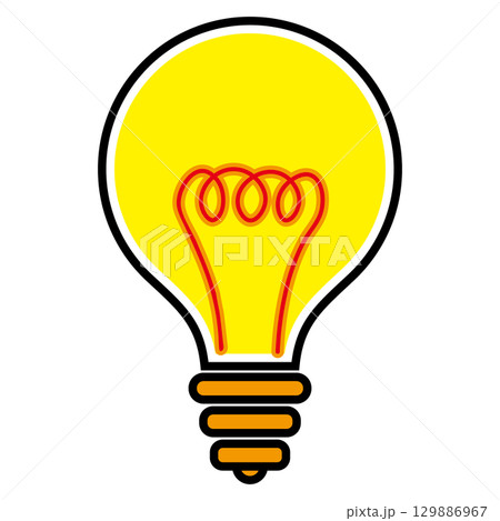 シンプル&フラットな電球イラスト 白バック シンプル&フラットな電球イラスト 白バック 129886967