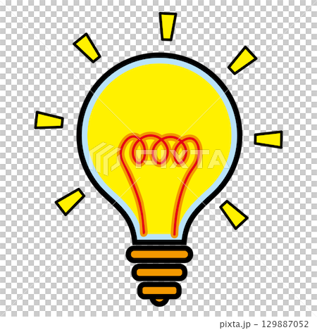 シンプル&フラットな電球イラスト 白バック シンプル&フラットな電球イラスト 白バック 129887052