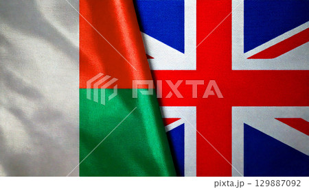 イギリスとマダガスカルの国旗。 129887092