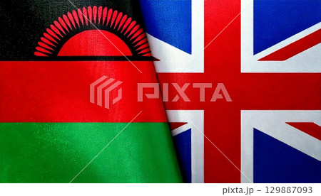 イギリスとマラウイの国旗。 129887093