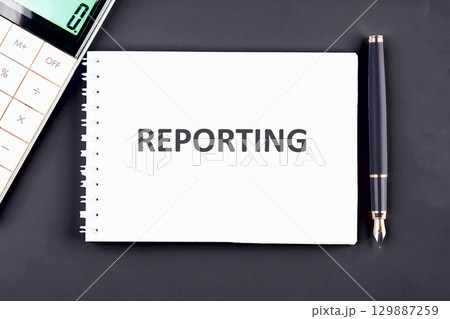 Concept word REPORTING. Checklist business performance monitoring concept Concept word REPORTING. Checklist business performance monitoring concept 129887259