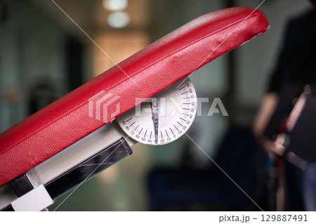 Close up of Therapy Table Angle Adjustment Close up of Therapy Table Angle Adjustment 129887491