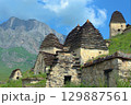 Dargavs, North Ossetia-Alania, Russia. City of the dead, ancient necropolis in the mountains of North Caucasus. 129887561