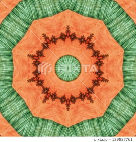 Traditional design with phulkari kalamkari motifs from Pakistan and Indian culture. Geometric ethnic floral pattern for carpet dupatta batik embroidery. Panjabi Digital print as boho Aztec texture art 129887761