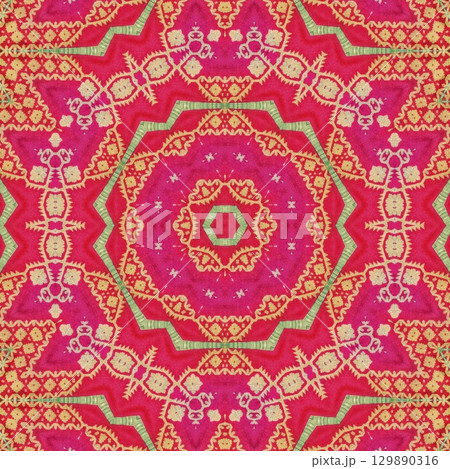 Embroidery and batik design concept. Antique art for clothing print, sublimation block, interior decoration idea. Abstract pattern for the carpet background 129890316