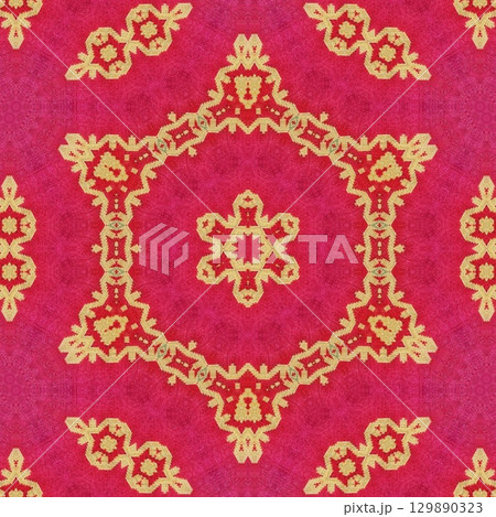 Embroidery and batik design concept. Antique art for clothing print, sublimation block, interior decoration idea. Abstract pattern for the carpet background 129890323