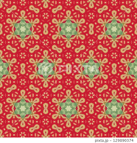 Embroidery and batik design concept. Antique art for clothing print, sublimation block, interior decoration idea. Abstract pattern for the carpet background 129890374