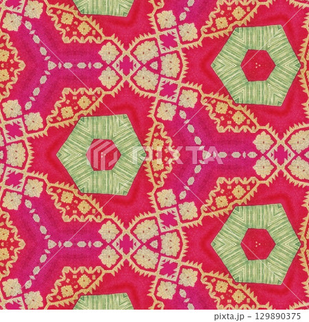 Embroidery and batik design concept. Antique art for clothing print, sublimation block, interior decoration idea. Abstract pattern for the carpet background 129890375