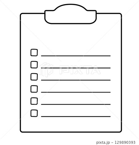 チェックボックスがあるチェックリスト、TODOリスト、タスクリスト。シンプルアイコンセット 129890393