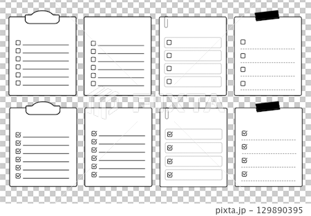 Checklist with checkboxes, TODO list, task list. Simple icon set 129890395
