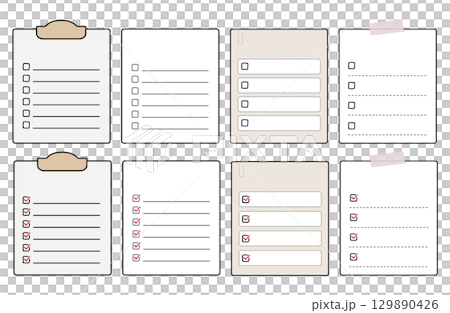 Checklist with checkboxes, TODO list, task list. Simple icon set 129890426