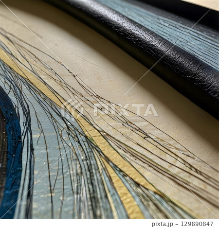 Intricate Abstract Hand-Drawn Lines in Soothing Blue and Yellow Palette 129890847