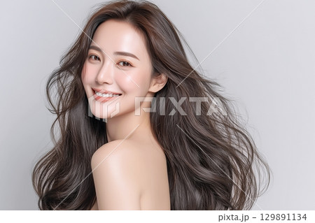美しい髪の女性・髪質改善「AI生成画像」 129891134