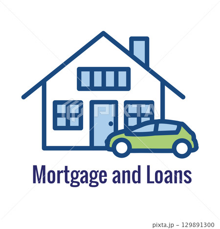 Mortgage Loan Icon with Car Loan and House Design 129891300