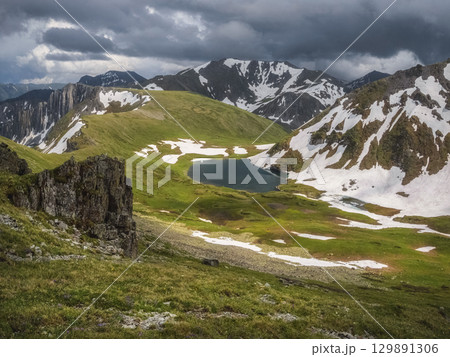 Mountain lake in highlands. Mountain lake in highlands. 129891306