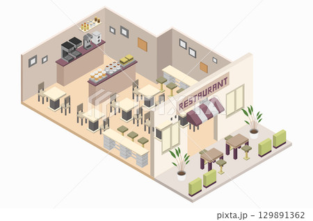 Isometric restaurant 129891362