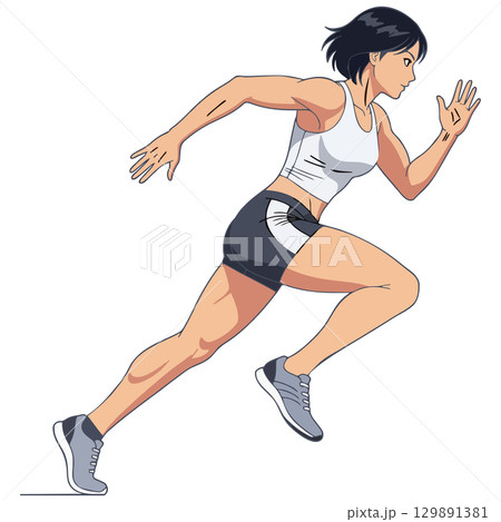 Running Woman on Track Generative AI Running Woman on Track Generative AI 129891381