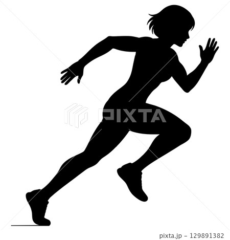 Running Woman Silhouette Generative AI Running Woman Silhouette Generative AI 129891382