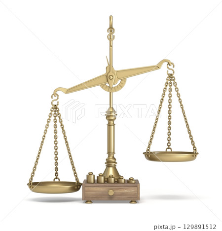 Vintage golden scale Front imbalance view with weights 3D 129891512
