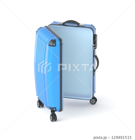 Blue opened empty suitcase Standing 3D Blue opened empty suitcase Standing 3D 129891515