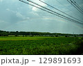 田んぼに映る空と虹 129891693