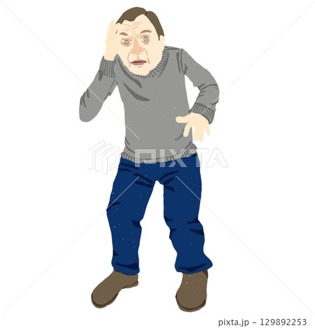 めまいでふらつく男性の全身イラスト めまいでふらつく男性の全身イラスト 129892253