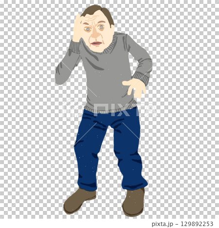 めまいでふらつく男性の全身イラスト めまいでふらつく男性の全身イラスト 129892253