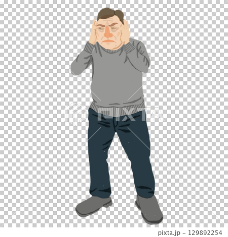 頭痛に苦しむ男性の全身イラスト 頭痛に苦しむ男性の全身イラスト 129892254