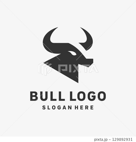 Modern Bull Silhouette Logo Design 129892931